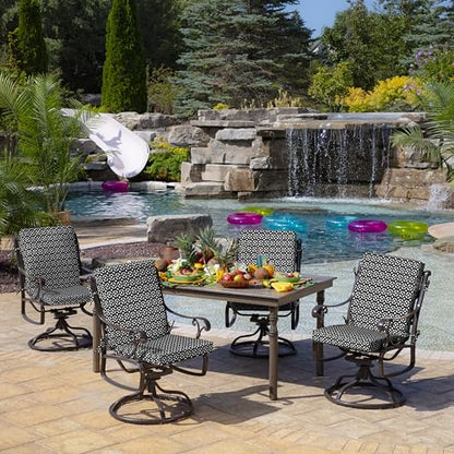 Arden Outdoor Midback Chair Cushion, 18 x 16.5, Rain-Proof, Fade Resistant Black Demi Tile - color: Black Demi Tile