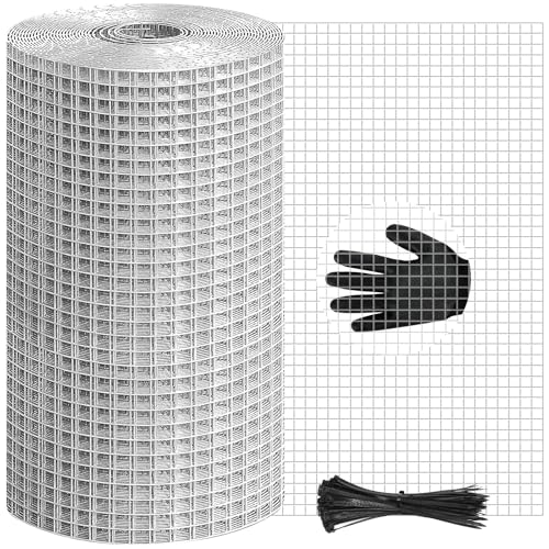 4in x 20ft Hardware Cloth Hot-Dip Galvanized Welded Wire Mesh - Heavy Duty 1/4inch 19 Gauge Chicken Wire Fencing for Garden, Chicken Coop, Rabbit Cage, Rodent & Predator Protection - size: 4in x 20ft