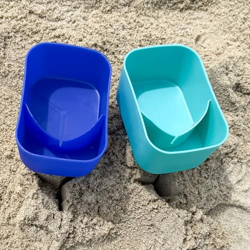 Sand Beach Cup Holder with Pocket Beach Sand Coasters Drink Cup Holders for Travel Multicolor 2 Pack Color Deep Blue/Lake Green - color: Deep Blue/Lake Green