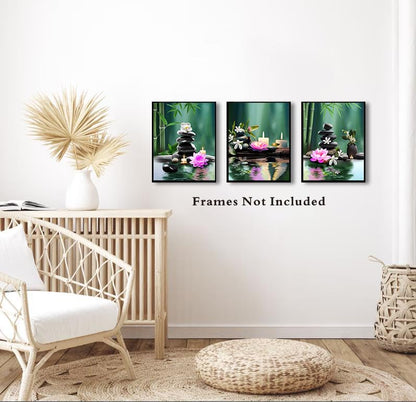 TANXM Zen Wall Art Print - Meditation Canvas, Spa Stones, Sand Posters for Yoga Office Bathroom Bedroom - Set of 4 (Unframed 8 x 10 IN), Warm - color: Unframed 8"X10"- Print Meditation Canvas Wall Art