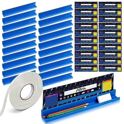 PerKoop 5 Pcs Classroom Desk Name Plates Holder Set Index Cards Storage Classroom Name Tags Kids Desk Accessories Desktop Helper Prop and Park Station Tray Organizer Water