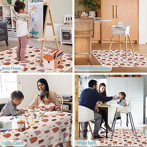 Blissful Diary Baby Splat Mat for Under High Chair, 50.4 x 50.4 Inch Wipeable Splash Mat, Waterproof and Washable, Anti-Slip Floor Protector, Boho Rainbow - color: Boho Rainbow