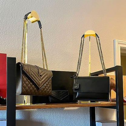 Royxen 3 Pack Purse Holder, Purse Display Stand with Adjustable Height, Bag Stands for Display, Stainless Steel Purse Rack for Bags Organizer (Gold) - color: Gold