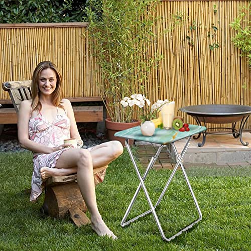Garden 4 you Folding TV Tray Table TV Dinner Table with Sturdy MDF Top,Eating Trays for Living Room with No Assembly Required 15 x 18.9 x 26 in(Sea Blue,1PC) - color: Sea Blue, size: 1pc
