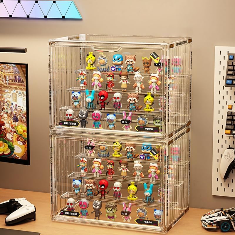 BOHOIDEE 4 Tiers Clear Display Case for Figures, Acrylic Storage Organizers Box with Magnetic Door, Large Dustproof Showcase for Collectibles Action Figure - size: Tabletop Large