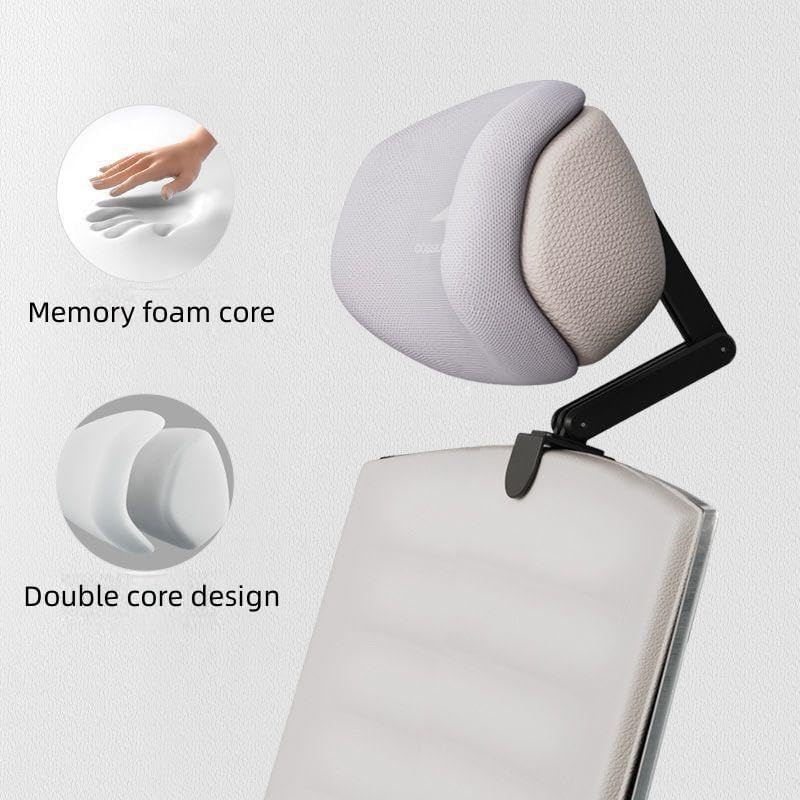 Memory Foam Headrest Attachment for Office Chair, Attachable Chair Head Rest, Desk Chair Neck Support, Elastic Sponge Head Pillow Adjustable Height and Angle (Upgraded Version(Black)) - color: Charcoal Black