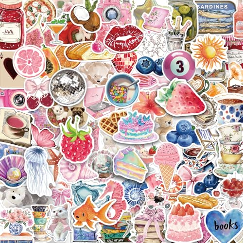 200PCS Y2K Aesthetic Stickers, Cute Coquette Girl Aesthetic Stickers, Coquette Room Decor Vintage, Cute Vinyl Waterproof Stickers Journaling Scrapbooking Sticker Pack for Adult - color: Colorful Stickers