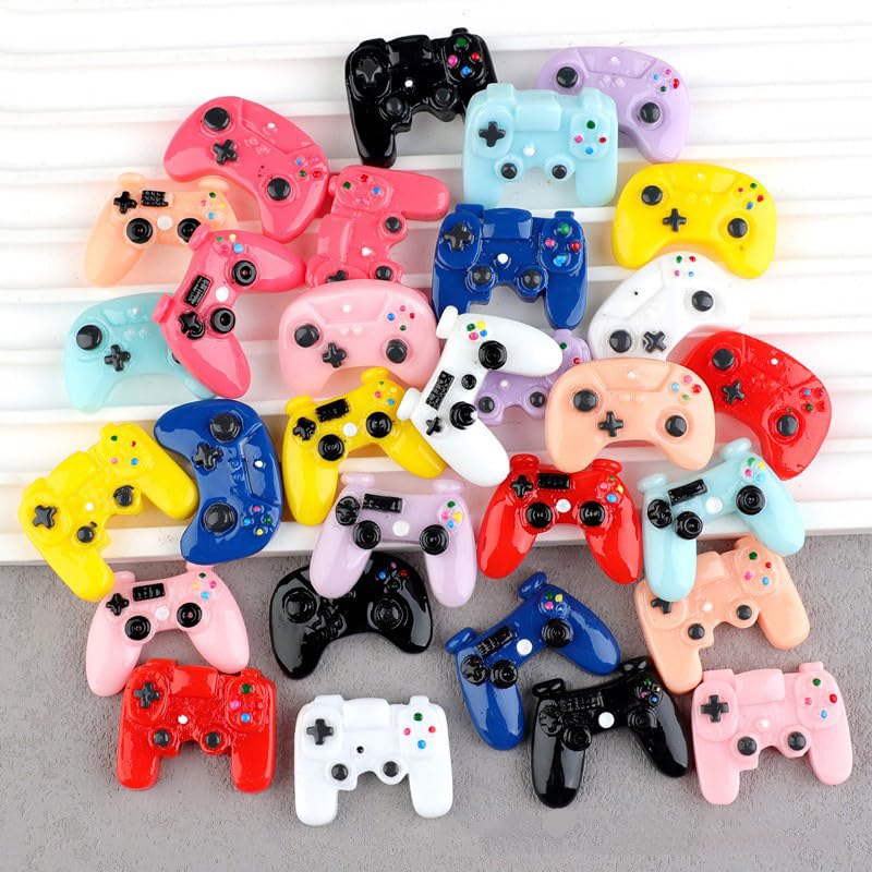 3PCS Resin Game Controller Charms Simulated Console Design DIY Craft Pieces Phone Case Decorations Crocs Charms Keychain Pendants, Slight Pink - color: Slight Pink