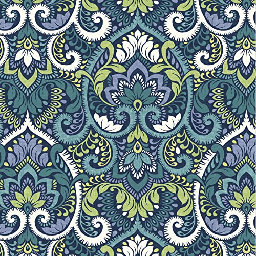 Arden Outdoor Midback Chair Cushion, 18 x 16.5, Water Repellent, Fade Resistant 18 x 16.5, Sapphire Aurora Blue Damask - color: Sapphire Aurora Blue Damask