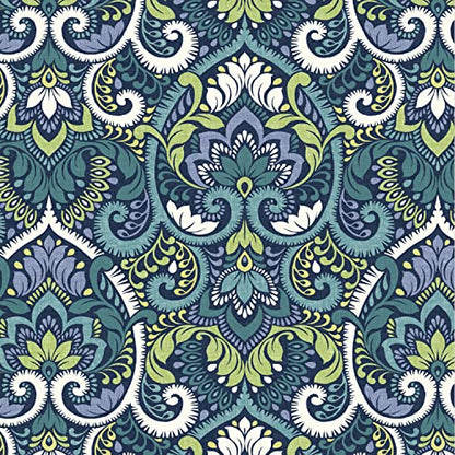 Arden Outdoor Midback Chair Cushion, 18 x 16.5, Water Repellent, Fade Resistant 18 x 16.5, Sapphire Aurora Blue Damask - color: Sapphire Aurora Blue Damask