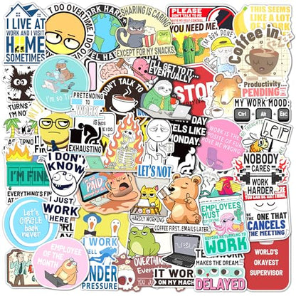 200PCS Funny Work Stickers for Adults, Work Meme Stickers for Laptop Phone Water Bottle Hard Hat, Waterproof Office Humor Vinyl Decals for Coworkers