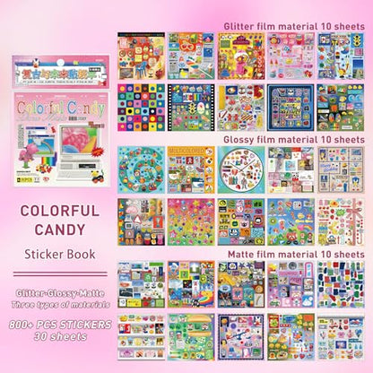 30 Sheets DIY Sticker Book for Junk Journal Supplies, Cyberpunk Retro Futuristic Scrapbook Stickers with Glitter Glossy Matte Foil, 125x125mm Pink for Scrapbooking Journaling - color: Pink Retro-futuristic
