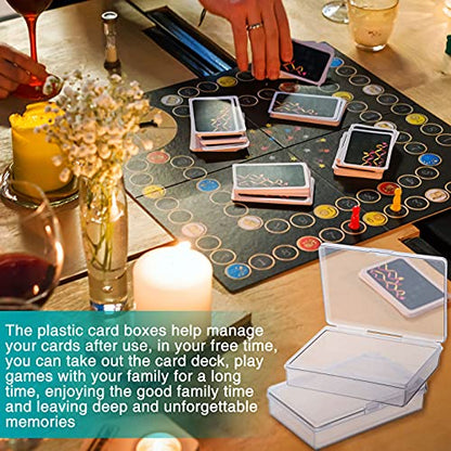 Queekay 10 Pcs Playing Card Cases Plastic Trading Card Deck Holders Clear Empty Storage Box Organizers for Gaming, 3.8 x 2.7 x 0.8 Inch