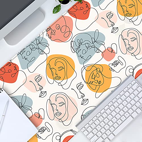 XXL Large Gaming Mouse Pad & Desk Protector (35.5"x15.75") with Non-Slip Base, Waterproof Surface | XXL Mouse Pad with Stitched Edges for Office Work, Gaming, Home Desk - Art Face Abstract - color: Art Face Abstract