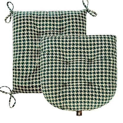 Outdoor Patio Cushion, Rocking Chair Cushion, Tufted Pads, Set of Upper and Lower with Ties Pack of 2 (2 Sets) - Back 20"×17", Seat 17"×17" (Green Houndstooth) - color: Green Houndstooth