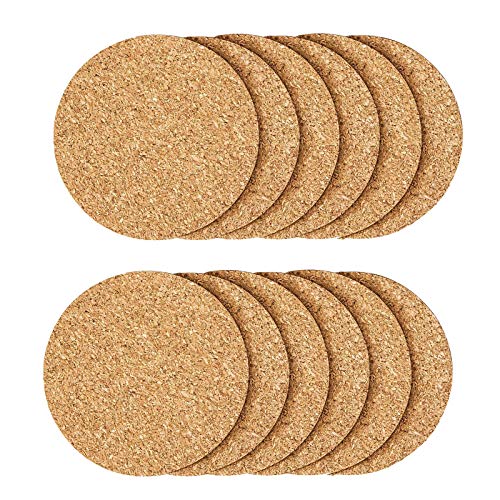 12 Pcs Cork Coaster for Drink, Absorbent Heat Resistant Reusable Tea or Coffee Coaster, Blank Coasters for Crafts,Warm Gifts Cork Coasters for Relatives and Friends. - size: 0.2 inches thickness