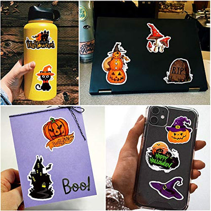 Halloween Stickers, 50 Pcs Cute Waterproof Vinyl Stickers for Laptop Water Bottle Scrapbook, Halloween Party Favor Gifts for Teens Adults - style: Helloween Stickers