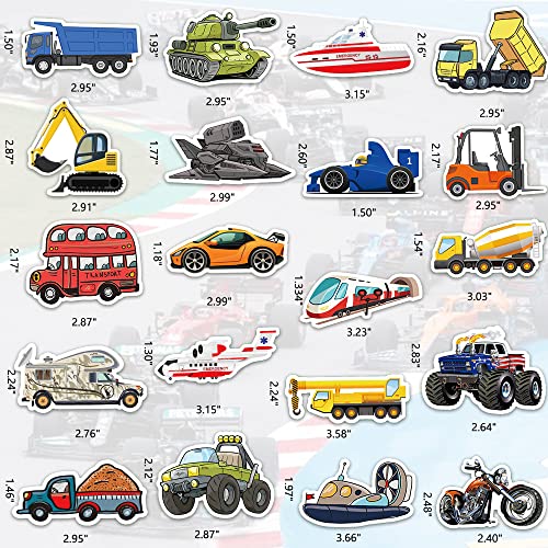 DETICKERS Vehicle Stickers for Kids Boys Water Bottle 50 PCS Waterproof Vinyl Gifts for Teen Boys Stickers - style: Vehicle