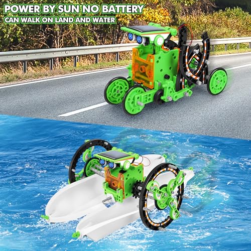 STEM 13-in-1 Education Solar Power Robots Toys for Boys Age 8-12, Educational Toy Science Kits for Kids Experiment Robotics Set Birthday Gifts for 8 9 10 11 12 Years Old - color: Green