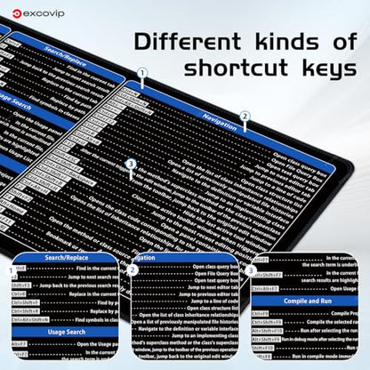 excovip IDEA Commands Shortcuts Mouse Pad -80x30x0.2 cm Extended Large Cheat Sheet Mousepad PC Office Spreadsheet Keyboard Mouse Mat Non-Slip Stitched Edge 0362 - color: For IDEA