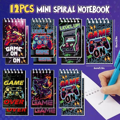 74pcs Video Game Party Favors for Kids Cool Fun Boxing Pens Mini Notebooks Stickers, Gamer Birthday Party Favors Funny Novelty Gifts Gaming Classroom Prizes Goodie Bag Stuffers for Teens Boys Girls