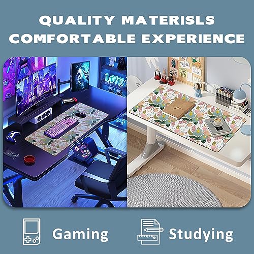 Large Mouse Pad Spring Flowers Extended Gaming Mouse Pad Desk Mat Stitched Edges Mousepad Non-Slip Rubber Base Keyboard Pad for Laptop Computer PC 35.4 x 15.7 inches - color: Spring Flowers