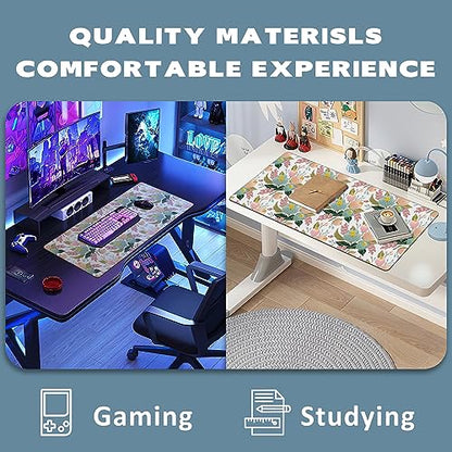 Large Mouse Pad Spring Flowers Extended Gaming Mouse Pad Desk Mat Stitched Edges Mousepad Non-Slip Rubber Base Keyboard Pad for Laptop Computer PC 35.4 x 15.7 inches - color: Spring Flowers