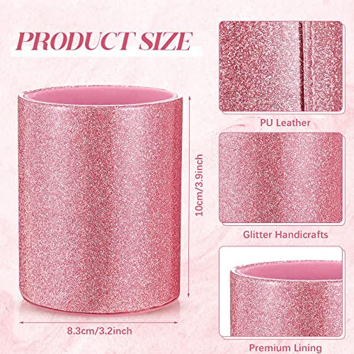 Sabary 8 Pcs Pink Pens with Pen Holder for Desk Glitter Crystal Diamond Cute Ballpoint Fancy Pencil Holder Bling Desk Organizer for Women Girls School Office Supplies Wedding Graduation Gifts - color: Pink