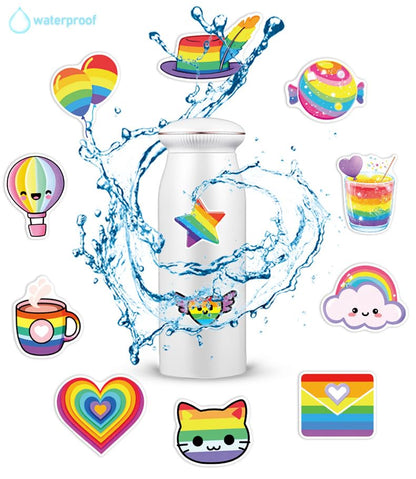 50PCS Rainbow Stickers, Waterproof Vinyl Decals Cute Water Bottle Stickers for Notebooks, Stationery, Luggage, Cartoon PVC Happy Stickers - style: A1