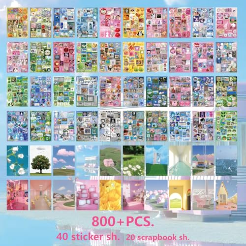 Dream Core Sticker Book 2-Pack, 800+ Vintage Stickers | Surreal retro art for scrapbooks, junk journals, planner decor, collage, vision boards, cards, laptops, gifts, DIY crafts - color: 2pcs Dream