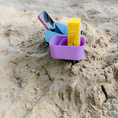Beach Cup Holder with Pocket Beach Sand Coasters Drink Cup Holders for Travel Multicolor 2 Pack Color Blue/Purple - color: Purple/Blue