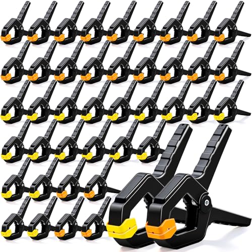 50 Pack Spring Clamps, Heavy Duty Plastic Woodworking Clamps & Multi-Use Hanging Clips for Balloon Arch Clips, Tarp Clips & Backdrop Holder, Durable Hand Tool Kit, 2 Colors - color: 2 Colors-50pcs