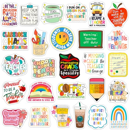 SigyoJeom 200PCS Funny Teacher Stickers, Waterproof Educator Quote Vinyl Stickers for Laptop Water Bottle Planner Journal, Teacher Appreciation Gifts Bulk for Adults Coworkers