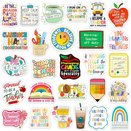 SigyoJeom 200PCS Funny Teacher Stickers, Waterproof Educator Quote Vinyl Stickers for Laptop Water Bottle Planner Journal, Teacher Appreciation Gifts Bulk for Adults Coworkers