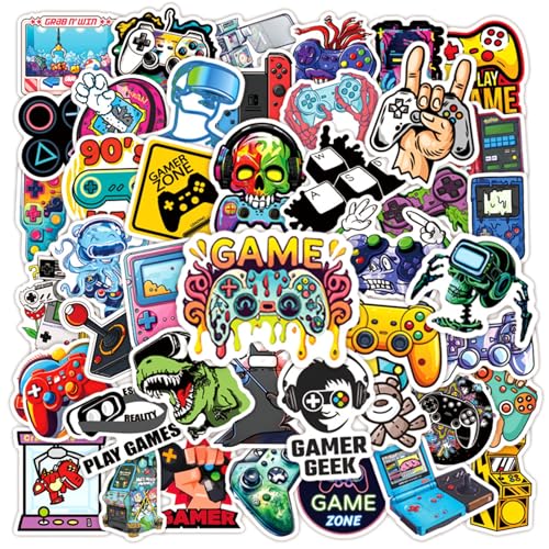 50Pcs Play Game Stickers, Cool Cartoon Trendy Gamepad Waterproof Gaming Sticker for Teen Adult Water Bottle, Laptop, Skateboard, Bike, Phone, Computer, Travel Case - color: Varicolored