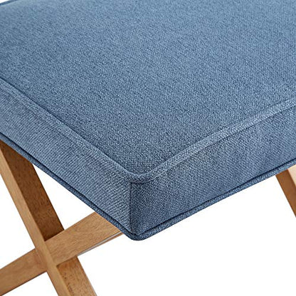 Amazon Basics Small Ottoman Foot Rest, Mid-Century Modern X Square Upholstered Fabric Stool for Living Room, Bedroom, Entryway, Extra Seating, 20" W x 18" D x 18" H, Indigo Blue - color: Indigo, style: Classic