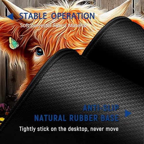 Large Mouse Pad + Keyboard Wrist Rest Set, Extended Gaming Mousepad (31.5X11.8 inch) with Non-Slip Rubber, Ergonomics Memory Foam Mouse Wrist Rest Support, Highland Cow Baby Pattern XXL Desk Pad - color: Yu-Mouse Pad-3-B56