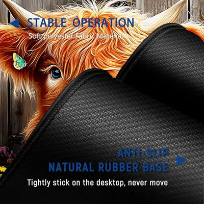 Large Mouse Pad + Keyboard Wrist Rest Set, Extended Gaming Mousepad (31.5X11.8 inch) with Non-Slip Rubber, Ergonomics Memory Foam Mouse Wrist Rest Support, Highland Cow Baby Pattern XXL Desk Pad - color: Yu-Mouse Pad-3-B56
