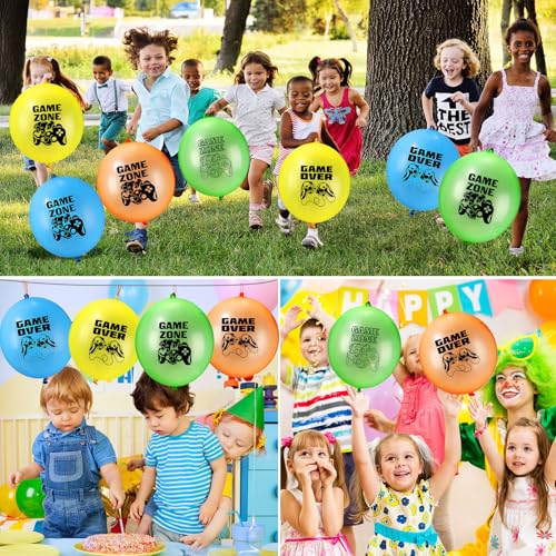 243 Pcs Video Game Party Favors for 24 Kids Gamer Goodie Bag Stuffers for Boys Gaming Birthday Party Supplies with Gift Boxes, VIP Pass, Balloons, Bracelets, Keychains, Badges, 3D Stickers - color: Green