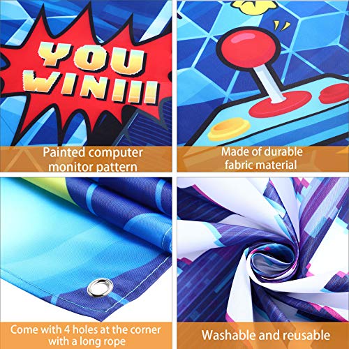 Blulu Video Game Party Decoration Video Gaming Photo Backdrop Background Birthday Photo Banner Gamer Room Decor for Game Fans Video Gamer Party Decoration Supplies (70.9 x 43.3 Inch)