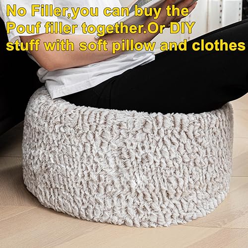 Asuprui Pouf Ottoman Unstuffed Ottoman Foot Rest No Filler Soft Fur Foot Stool 20x20x12 Inches Fuzzy Chair Floor Pouf Chair with Storage for Living Room Bedroom Snow Coffee - color: Snow Coffee