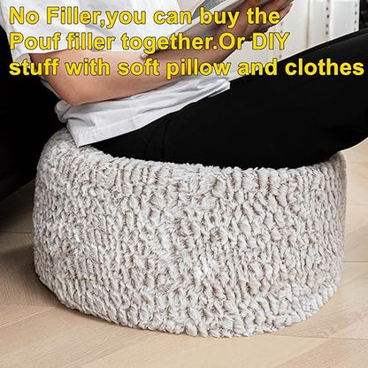 Asuprui Pouf Ottoman Unstuffed Ottoman Foot Rest No Filler Soft Fur Foot Stool 20x20x12 Inches Fuzzy Chair Floor Pouf Chair with Storage for Living Room Bedroom Snow Coffee - color: Snow Coffee