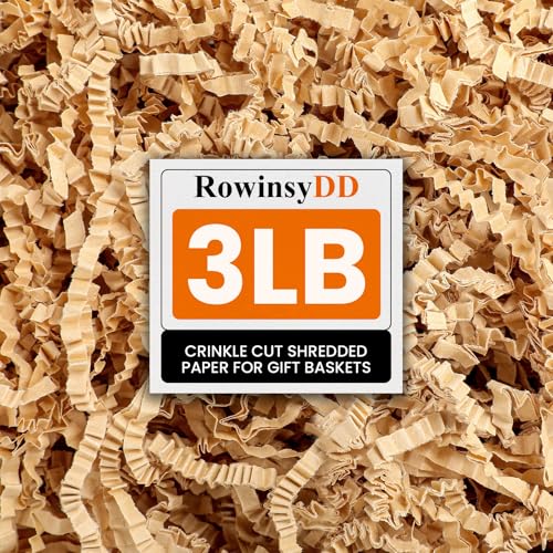 RowinsyDD 3LB Kraft Crinkle Paper Filler, Brown Cut Shredded Paper for Gift Baskets Packaging Wrapping Cushion Stuffing Box Filler for Easter Christmas Wedding Birthday Bridesmaid - color: Kraft, size: 3LB