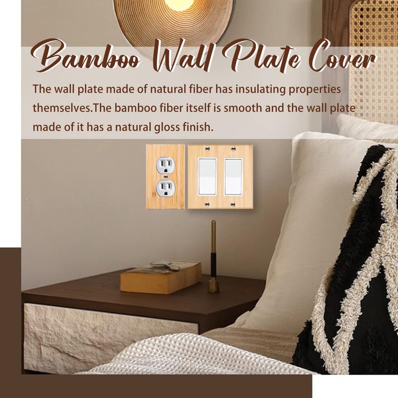 4PC Solid Wood Single Toggle Light Switch Plate 4.5" X 2.76" Bamboo Light Switch Cover Quality Raw Wooden Decorative Blank Light Switch Cover Plate - color: 4PC-Single Toggle Blank