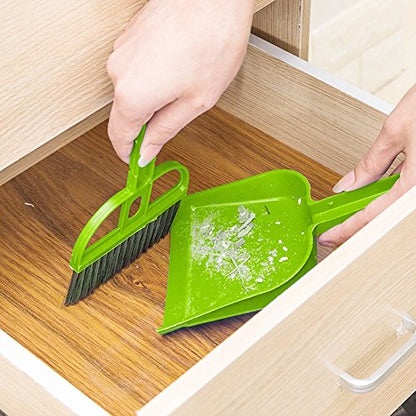 Pet Cage Broom Brush Dustpan Set - Small Cat Litter Sweeper for Pet Cage Clean and Car Keyboard Brush (Green) - color: Green