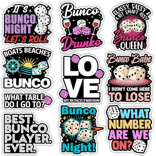 SODAVA [3"x3"] Funny Bunco Stickers Pack of 10 – Game Vinyl Decals for Bunco Night, Bunco Babe Queen Group, Waterproof Cute Bunco Accessories for Women, Scrapbook Laptop Water Bottle (A1) - color: Funny Bunco