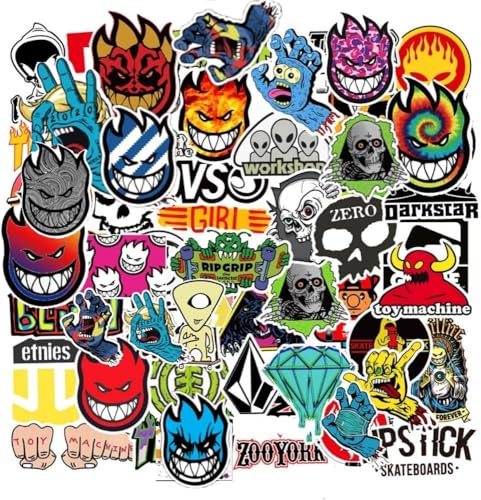 CHNLML100Pcs Skateboard Stickers Cool Sticker Waterproof Stickers for Laptop Water Bottle Suitcase Phone, Skateboarding Stickers Decal for Teens Boys Adults - color: Skateboard
