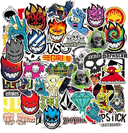 CHNLML100Pcs Skateboard Stickers Cool Sticker Waterproof Stickers for Laptop Water Bottle Suitcase Phone, Skateboarding Stickers Decal for Teens Boys Adults - color: Skateboard