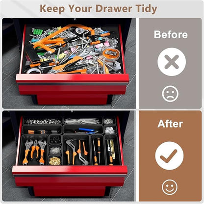A-LUGEI【Large Size】【5 Pcs】 Tool Box Organizer Tray Divider【Single Size】 Desk Drawer Organizer Bin, Garage Organization and Storage Toolbox for Rolling Tool Chest Cart Cabinet WorkBench Part Widget - size: 5pcs-L Size
