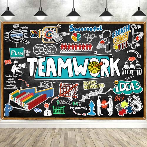 Teamwork Backdrop Teamwork Sketch Notes Graffiti Chalkboard Photography Background Team Work Theme Decoration Banner Portrait Photo Booth Studio Props 9x6ft FU066YL - size: 9x6ft